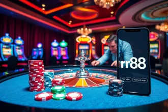 Exciting roulette action at rr88 casino, featuring poker chips and players engaged.